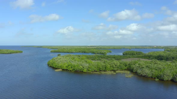 Flying over the inlets of Brasher Park