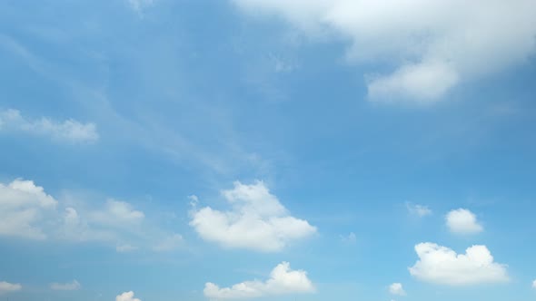 4K Time lapse of beautiful blue sky with clouds background, Blue sky with clouds and sun.