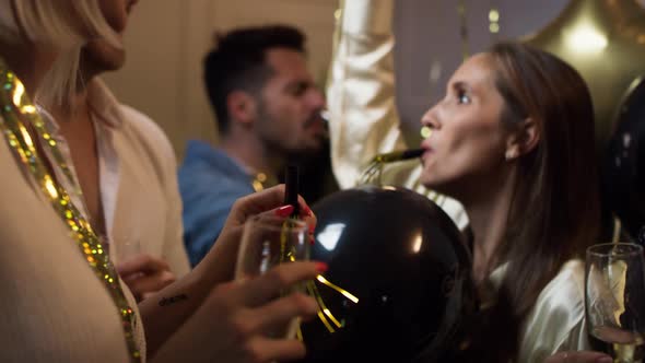 Crazy  dancing on New year's Eve party. Shot with RED helium camera in 8K