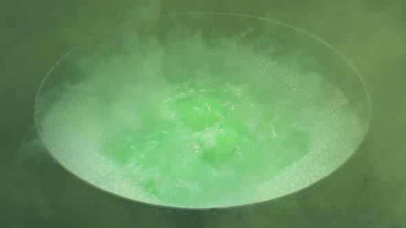 Smoky Witches Cauldron Boiling And Bubbling