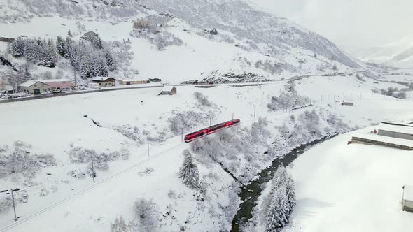 Ski Train in Switzerland Used to Shuttle Passengers and Skiers to Ski Resorts