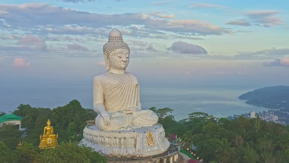 Aerial View Infront Of Phuket Big Buddha.