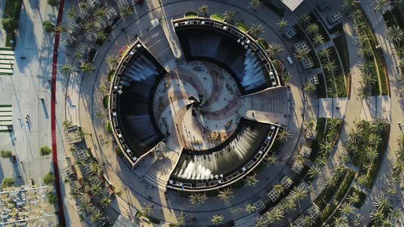 Aerial view of Water Fountain at Jubilee Park, Dubai, UAE.