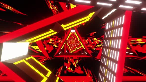 Futuristic Bright Sci Fi Tunnel Red Background Vj Loop HD