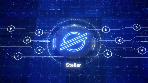 Stellar animated logo. Stellar Lumens cryptocurrency logo. XLM intro. Animation of XLM crypto alt