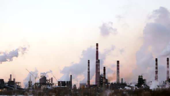 Pipe Large Industrial Plant, Smoke Atmosphere