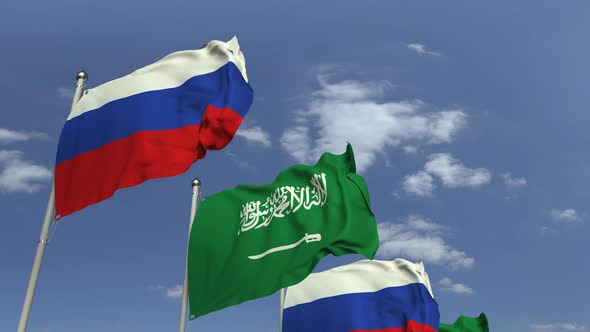 Flags of Saudi Arabia and Russia