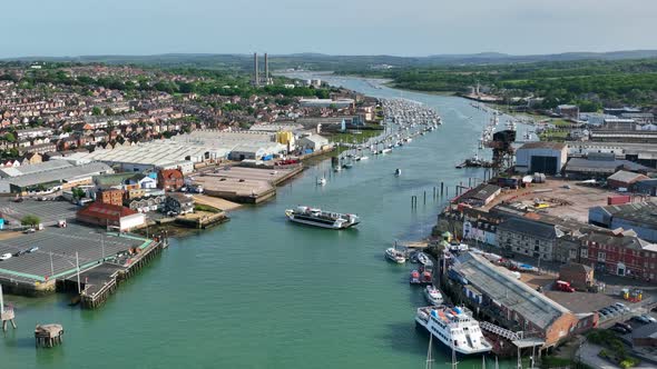 Cowes and East Cowes Town on the Isle of Wight Aerial View