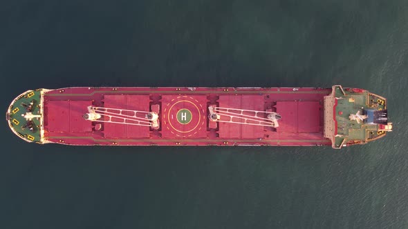 Large General Cargo Ship Tanker Bulk Carrier Aerial View