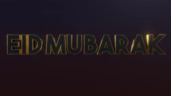 eid mubarak text metallic gold effect . islamic holiday . 4k resolution video . eid fitr , adha