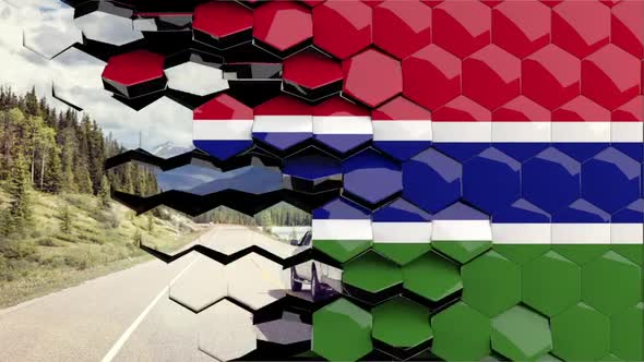 Gambia Flag Hexagon Transition - 4K Resolution alt