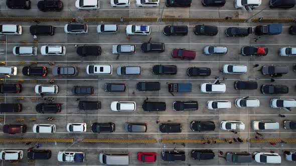 Aerial view of car parking top view