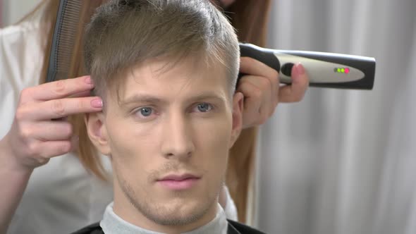 Handsome Guy Getting Haircut