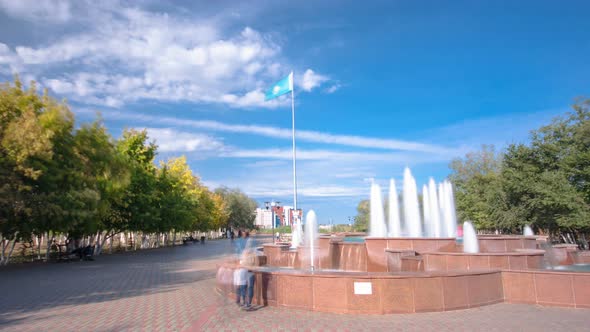 Park Named After the First President of the Republic of Kazakhstan in the City of Aktobe Timelapse