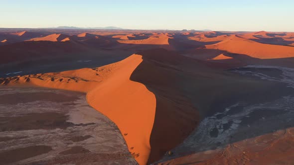 Aerial view of sand dunes of Namib Desert, Namibia.