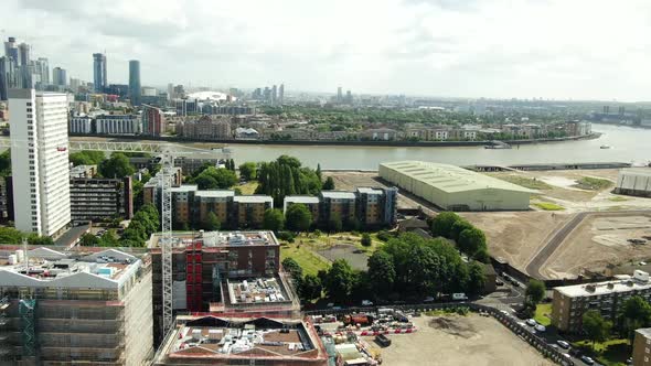 Aerial shot of Construction site and Buildings