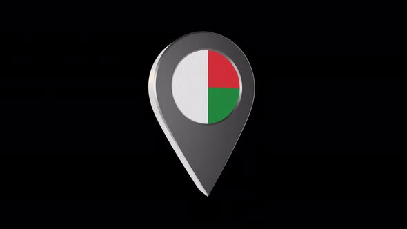 3d Animation Map Navigation Pointer With Madagascar Flag With Alpha Channel - 4K