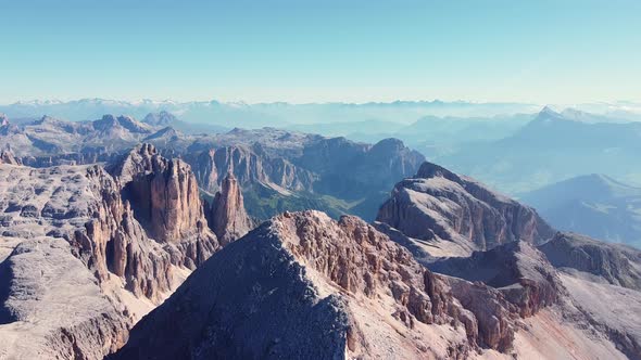 Aerial view over the Sella Group in the Dolomites