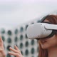 Asian young woman using virtual reality glasses - VideoHive Item for Sale