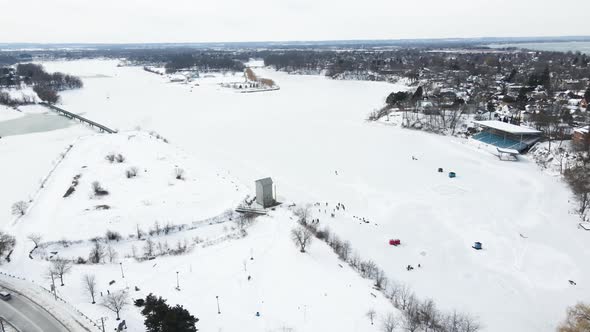 Neighborhood of Port Dalhousie Ontario aerial during winters