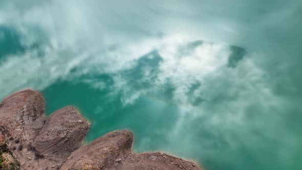 The departure of clouds in the river Aerial View Alanya Turke