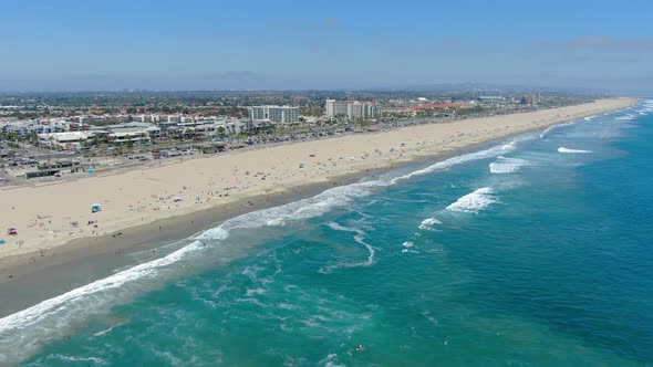 Huntington Beach flying towards beach.