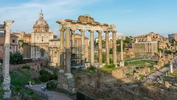 Time Lapse of Roman Forum in Rome  Italy