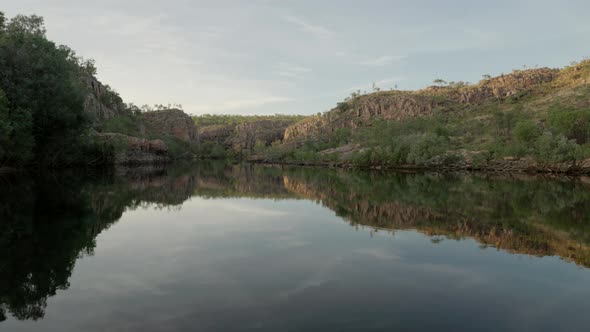 Wide View of Katherine Gorge During a Cruise at Sunrise