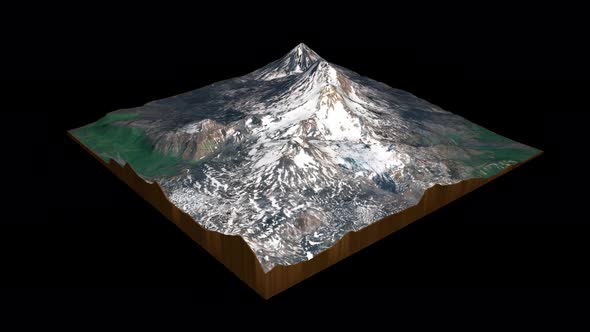 Pavlof Volcano terrain map 3D render 360 degrees loop animation