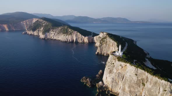 Cape of Ducato, famous lighthouse of Greek island Lefkada.