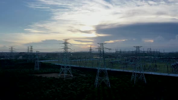 Pylons and substations