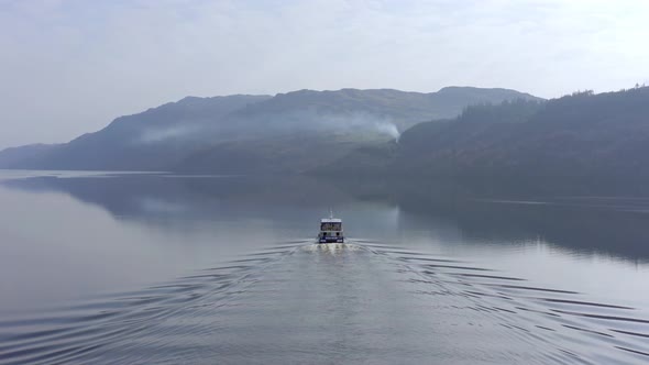 Nessie Tour Boat on Loch Ness Near Fort Augustus in Scotland