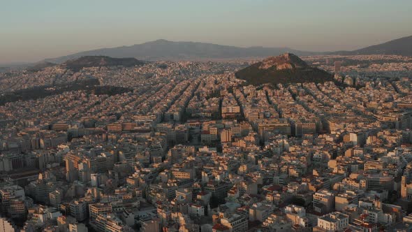 Slow Establishing Dolly Aerial Towards Mount Lycabettus in Athens, Greece