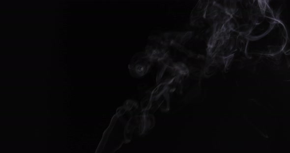 Realistic Atmospheric White Smoke on Black Background. White Fume Slowly Floating Rises Up. 