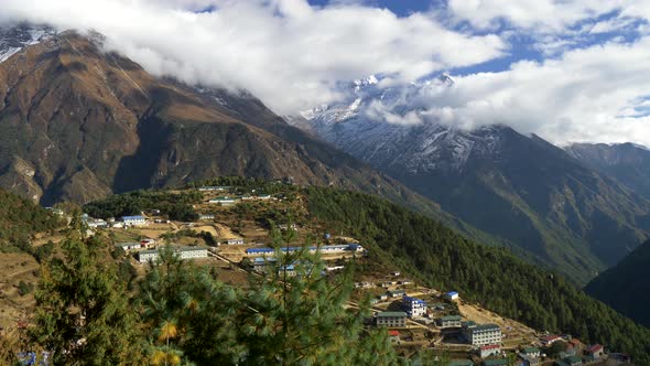 Namche Bazaar Village in Himalayas Mountains, Nepal, Everest Base Camp Trek in Sagarmatha National