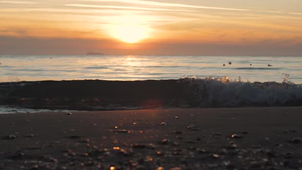 Best Beautiful Sunset or Sunrise on Paradise Sand Beach on the Island in Slow Motion