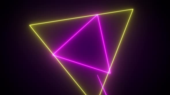 Abstract Glowing Energy Neon Colorful Triangles Motion Design. Seamless Looping