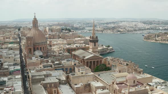 Beautiful Church in Valletta, Malta, Madonna Tal Karmnu Basilica of Our Lady of Mount Carmel, Aerial