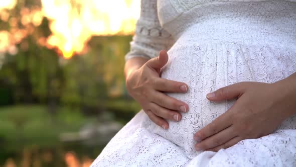 Pregnant Woman Feeling Happy at Garden Home