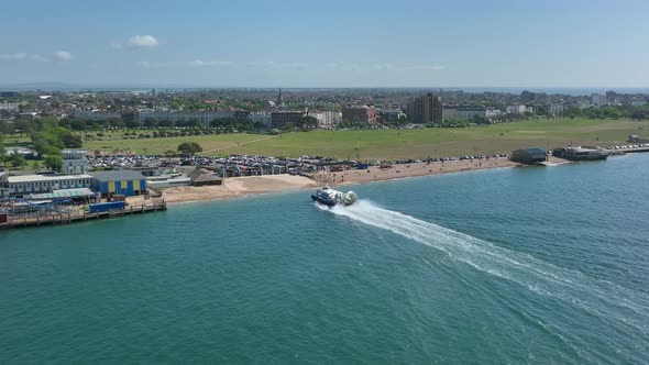 A Hovercraft Arriving into a Hoverport in Portsmouth