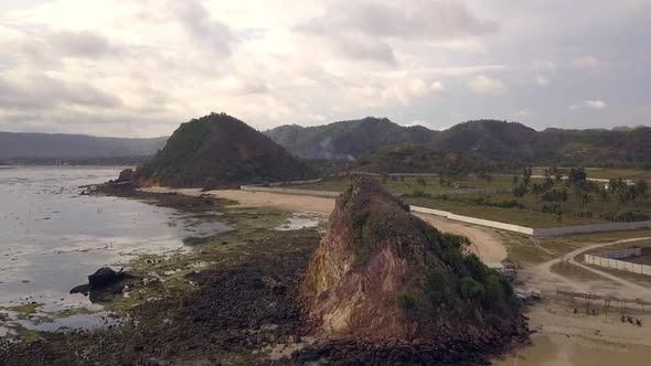 Untouched nature before tourism came. Fantastic aerial view flight fly forwards drone footage of Man