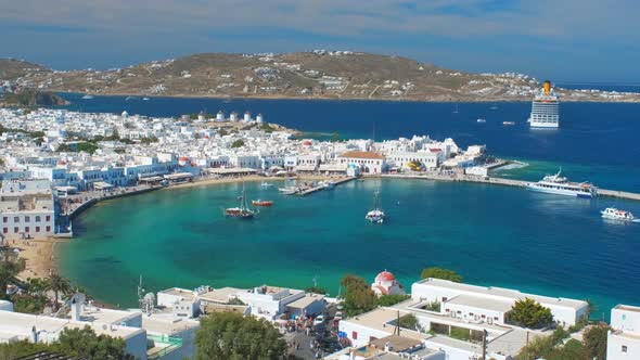 Mykonos Island Port with Boats, Cyclades Islands, Greece