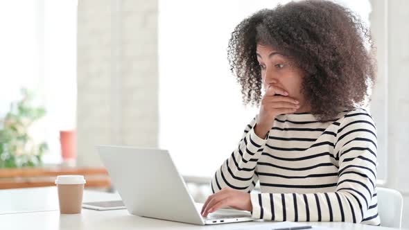 Loss African Woman Reacting to Failure on Laptop