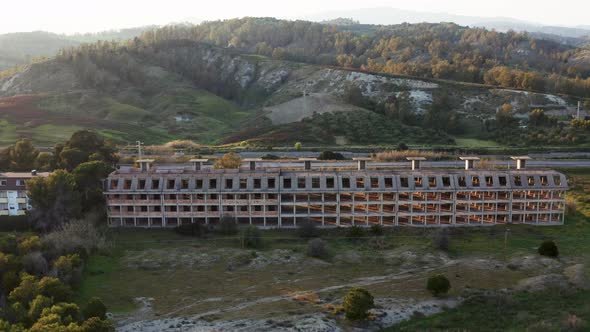 Aerial View of an Abandoned Building Under Construction