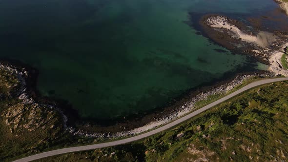 Drone shot taken on Vannoya Island taken on Norway Island