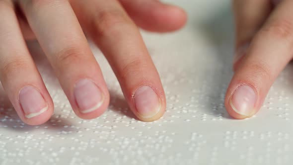 Blindman Reading Braille Book Using His Fingers Poorly Seeing Person Learning to Read Education for