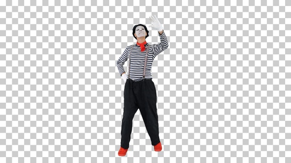 Funny mime taking selfie photos, Alpha Channel