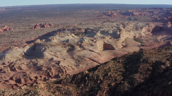 Aerial shot of the unique rock desert located near the Wave located on the state line of Utah and Ar