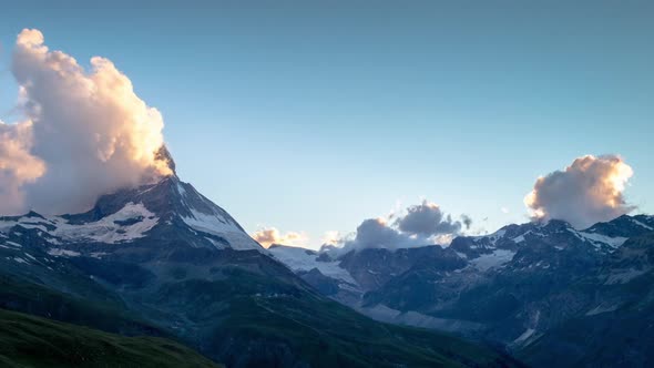 Matterhorn alps switzerland mountains snow peaks ski timelapse sunset dusk