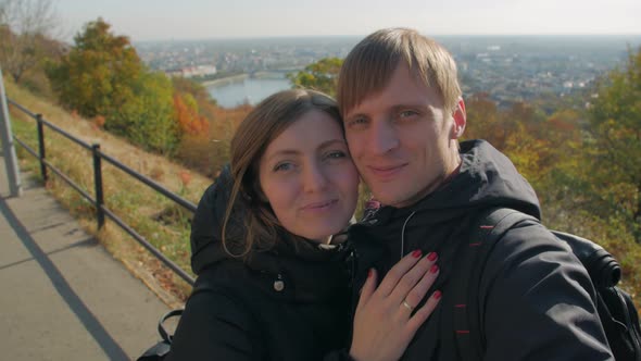 Young Couple Selfie Kisses